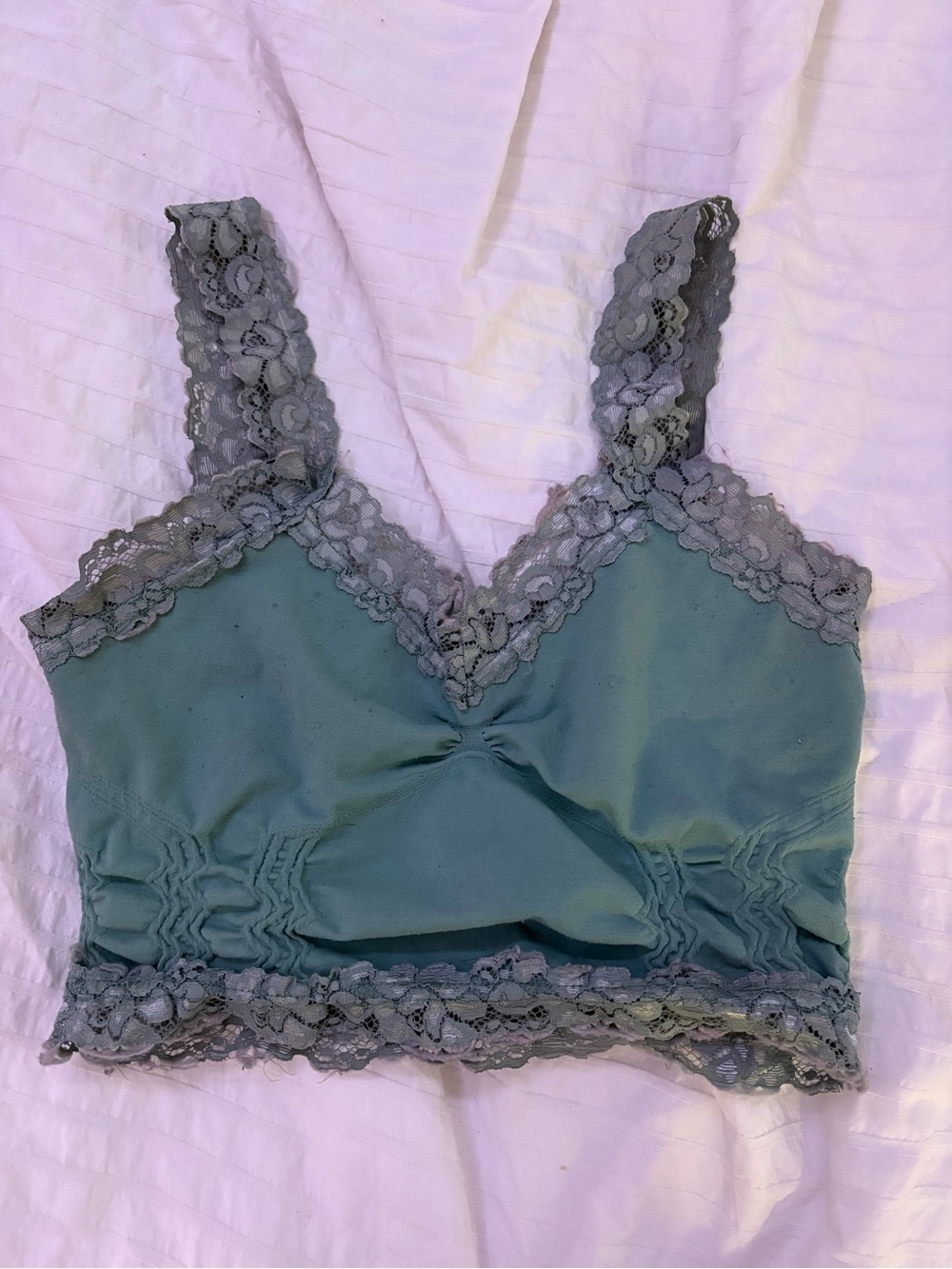 Lace-Trim Bralette - Teal Green